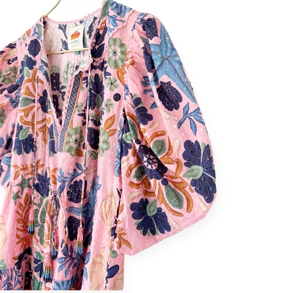 Farm Rio • Seashell Tapestry Short-Sleeve Mini Dress NWOT - Picture 4 of 16